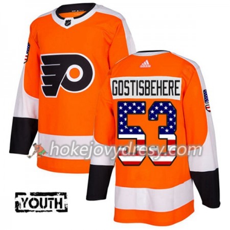 Dětské Hokejový Dres Philadelphia Flyers Shayne Gostisbehere 53 2017-2018 USA Flag Fashion Oranžová Adidas Authentic